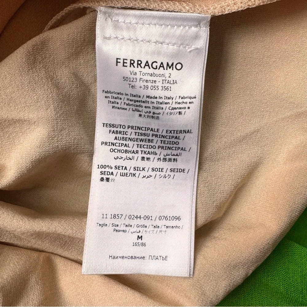 Ferragamo Silk Asymmetrical blue and Green Ombre Maxi Dress size M - Picture 7 of 16